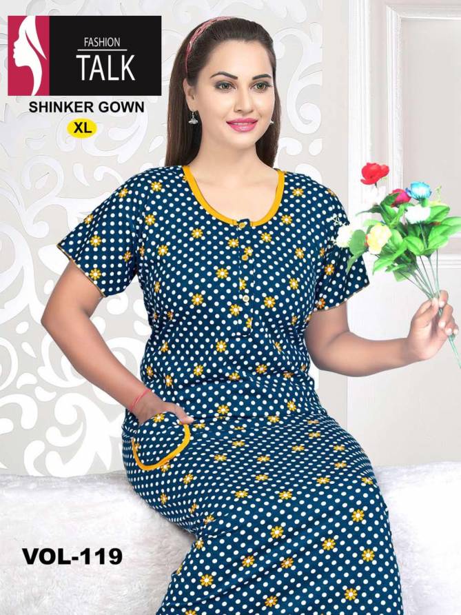 Ft Hinker 119 Latest Hosiery Cotton Gown Night Wear Night Collection